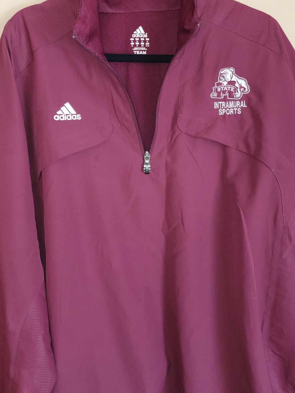 Adidas Maroon Intramural Sports Quarter-Zip Pullover Sz XL